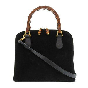 Gucci Bamboo Suede Black Handbag